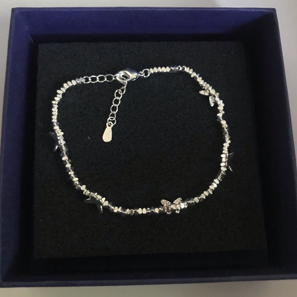 Delicate Sterling Silver Butterfly & Star Bracelet